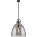 Newton Bell 1 Light 18 inch Matte Black Pendant Ceiling Light in Plated Smoke Glass