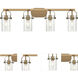 Pilaster II Cylinder 4 Light 34.88 inch Brushed Brass Bath Vanity Light Wall Light in Seedy Glass