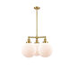 Franklin Restoration X-Large Beacon LED 24 inch Satin Gold Chandelier Ceiling Light in Matte White Glass, Franklin Restoration