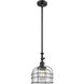 Franklin Restoration Bell Cage 1 Light 9 inch Matte Black Mini Pendant Ceiling Light in Incandescent, Seedy, Franklin Restoration