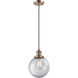 Franklin Restoration Beacon LED 8 inch Antique Copper Mini Pendant Ceiling Light in Clear, Franklin Restoration