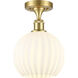 Edison White Venetian 1 Light 8 inch Satin Gold Semi-Flush Mount Ceiling Light