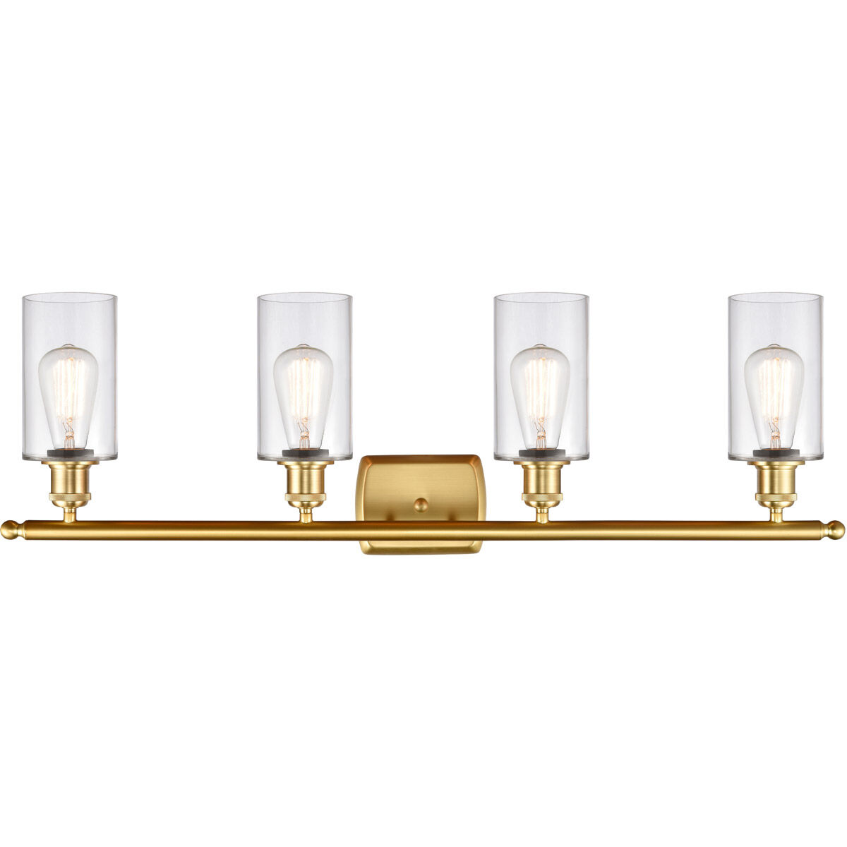 Ballston Clymer LED 36 inch Satin Gold Bath Vanity Light Wall Light in Clear Glass, Ballston
