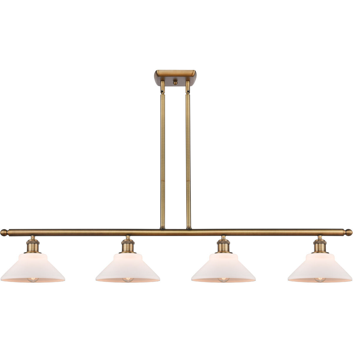 Ballston Orwell 4 Light 48 inch Brushed Brass Island Light Ceiling Light in Matte White Glass, Ballston