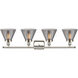 Ballston Large Cone 4 Light 36 inch Polished Nickel Bath Vanity Light Wall Light in Plated Smoke Glass