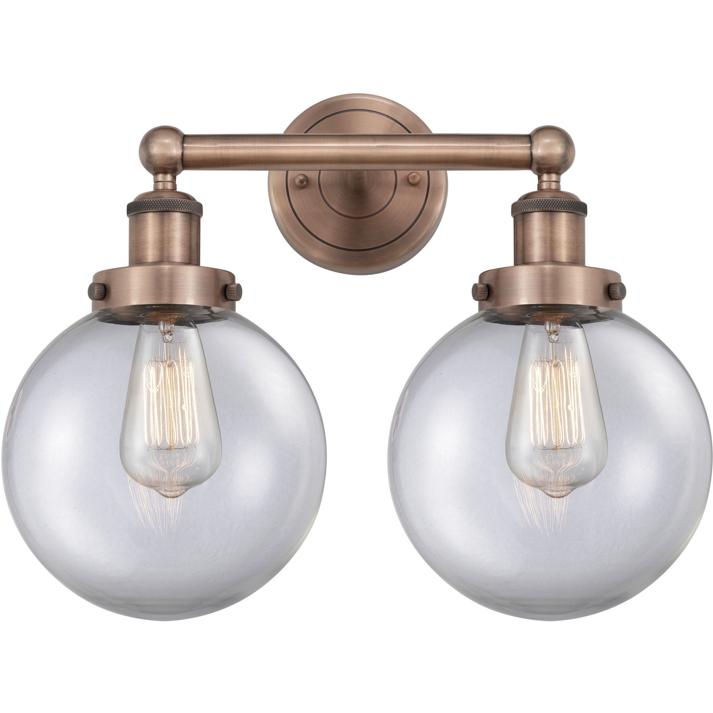 Beacon 2 Light 15.5 inch Antique Copper Bath Vanity Light Wall Light in Clear