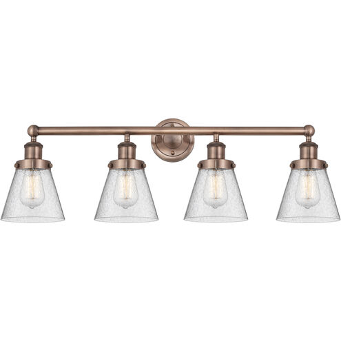 Cone 4 Light 33.5 inch Antique Copper and Seedy Bath Vanity Light Wall Light