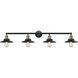 Franklin Restoration Railroad 4 Light 44 inch Black Antique Brass Bath Vanity Light Wall Light in Matte Black, Franklin Restoration