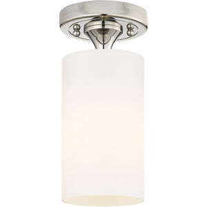 Crown Point Flush Mount Ceiling Light in Polished Nickel, Matte White Glass