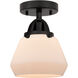 Nouveau 2 Fulton 1 Light 7 inch Matte Black Semi-Flush Mount Ceiling Light in Matte White Glass