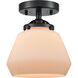 Nouveau Fulton 1 Light 7 inch Oil Rubbed Bronze Semi-Flush Mount Ceiling Light in Matte White Glass, Nouveau