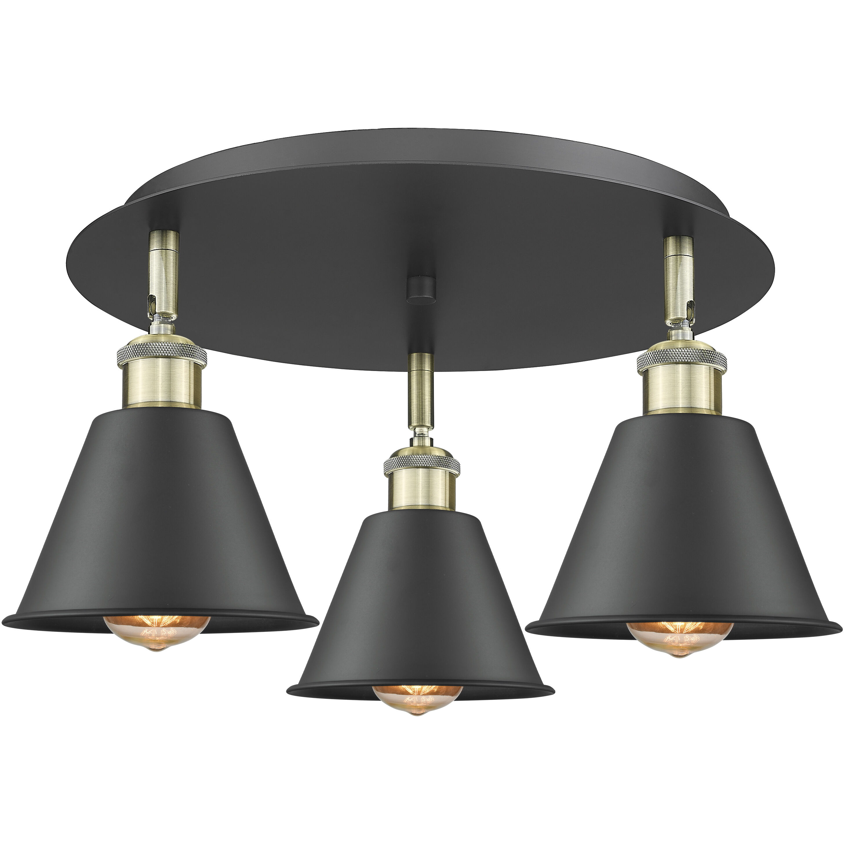 Ballston 3 Light 18.25 inch Black Antique Brass Flush Mount Ceiling Light in Matte Black