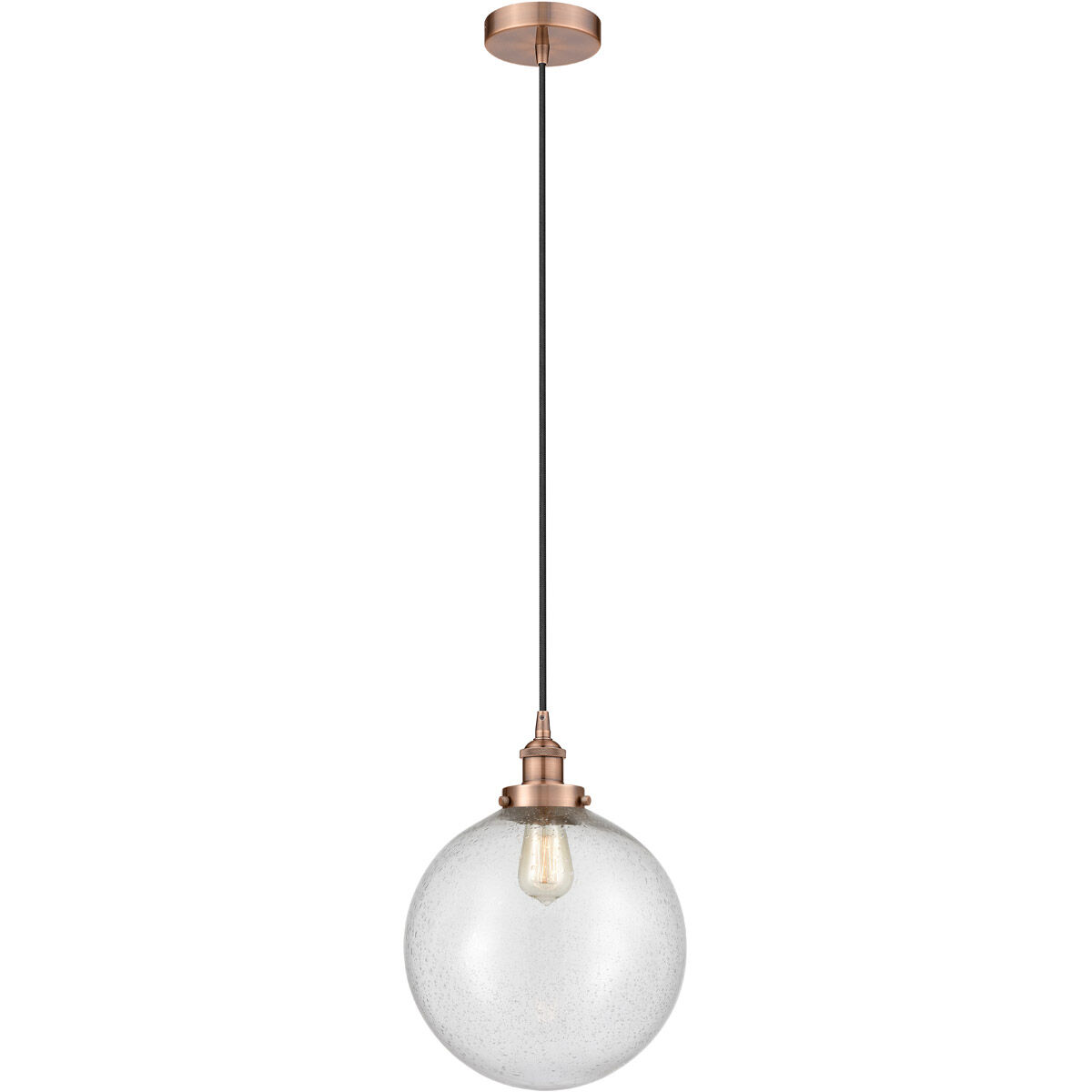 Edison Beacon 1 Light 12 inch Antique Copper Mini Pendant Ceiling Light