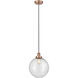 Edison Beacon 1 Light 12 inch Antique Copper Mini Pendant Ceiling Light
