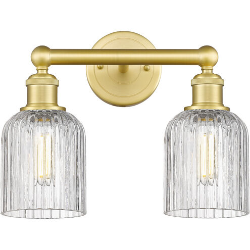 Bridal Veil 2 Light 14 inch Satin Gold Bath Vanity Light Wall Light in Clear