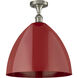 Ballston Plymouth Dome 1 Light 16 inch Brushed Satin Nickel Semi-Flush Mount Ceiling Light in Matte Red