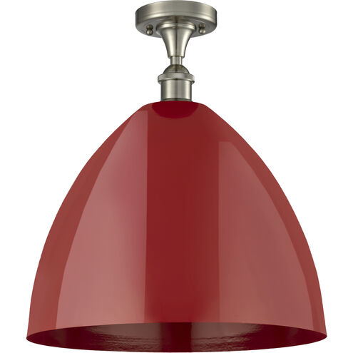 Ballston Plymouth Dome 1 Light 16 inch Brushed Satin Nickel Semi-Flush Mount Ceiling Light in Matte Red