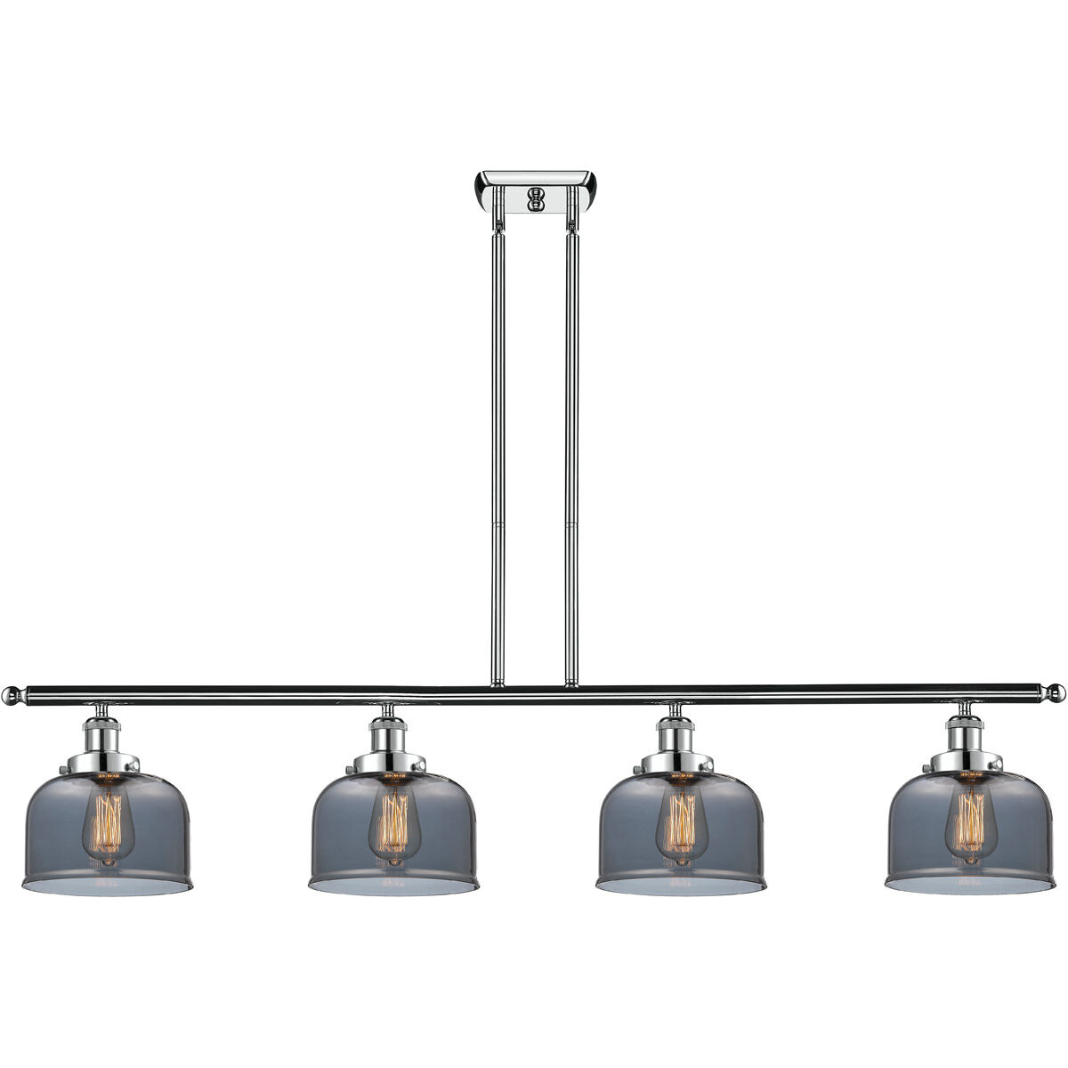 Ballston Large Bell 4 Light 48 inch Polished Chrome Island Light Ceiling Light in Plated Smoke Glass, Ballston