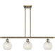 Ballston White Mouchette 3 Light 36 inch Antique Brass Stem Hung Island Light Ceiling Light
