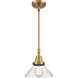 Franklin Restoration Caden LED 8 inch Brushed Brass Mini Pendant Ceiling Light in Seedy Glass