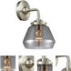 Nouveau Fulton LED 7 inch Brushed Satin Nickel Sconce Wall Light in Plated Smoke Glass, Nouveau