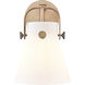 Pilaster II Cone 1 Light 6.5 inch Brushed Brass Sconce Wall Light in Matte White Glass