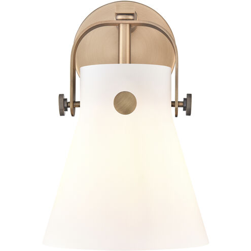 Pilaster II Cone 1 Light 6.5 inch Brushed Brass Sconce Wall Light in Matte White Glass