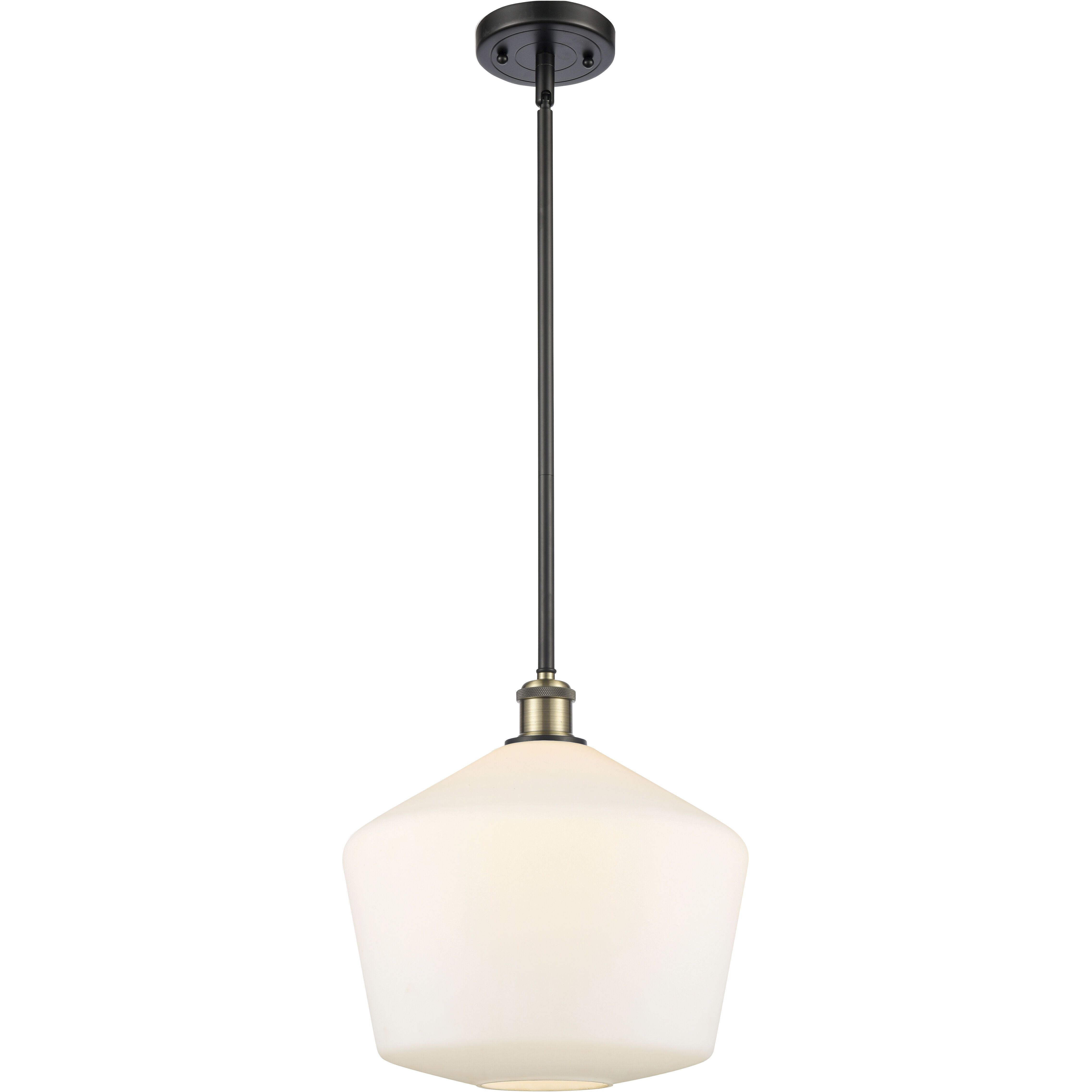 Ballston Cindyrella 1 Light 12 inch Black Antique Brass Mini Pendant Ceiling Light in Incandescent, Matte White Glass