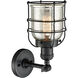 Franklin Restoration Small Bell Cage 1 Light 5 inch Matte Black Semi-Flush Mount Ceiling Light in Silver Plated Mercury Glass, Franklin Restoration