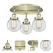 Beacon 3 Light 17.75 inch Antique Brass Flush Mount Ceiling Light in Clear
