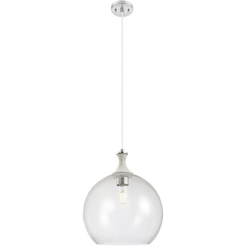 Astor 1 Light 14 inch Satin Nickel Pendant Ceiling Light in Seedy Glass