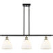 Ballston Ballston Dome 3 Light 36 inch Black Antique Brass and Matte Black Island Light Ceiling Light in Matte White Glass