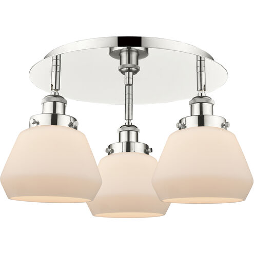 Fulton 3 Light 18.25 inch Polished Nickel Flush Mount Ceiling Light in Matte White
