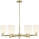 Bridal Veil 6 Light 34.75 inch Antique Brass Chandelier Ceiling Light in Gloss White Glass