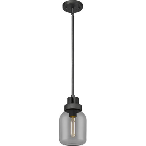 Somers 1 Light 5.5 inch Weathered Zinc Pendant Ceiling Light in Plated Smoke Glass