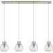 Newton Sphere 4 Light 51.75 inch Brushed Satin Nickel Linear Pendant Ceiling Light in Seedy Glass