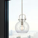 Downtown Urban Newton Sphere 1 Light 10 inch Satin Nickel Mini Pendant Ceiling Light in Clear