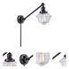 Small Oxford 30 inch 3.5 watt Matte Black Swing Arm Wall Light in Clear Glass, Franklin Restoration