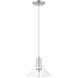 Arcadia Orwell 1 Light 8.38 inch Brushed Satin Nickel Mini Pendant Ceiling Light in Clear