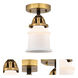 Nouveau 2 Small Canton LED 5.25 inch Black Antique Brass Semi-Flush Mount Ceiling Light in Matte White Glass