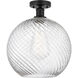 Edison Athens Twisted Swirl 1 Light 12 inch Matte Black Semi-Flush Mount Ceiling Light