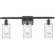 Ballston Clymer 3 Light 26 inch Matte Black Bath Vanity Light Wall Light in Clear Glass, Ballston