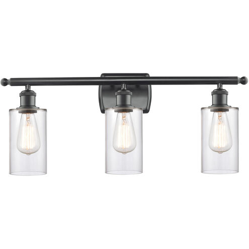 Ballston Clymer 3 Light 26 inch Matte Black Bath Vanity Light Wall Light in Clear Glass, Ballston