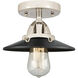 Nouveau 2 Railroad 1 Light 8 inch Polished Nickel Semi-Flush Mount Ceiling Light in Matte Black