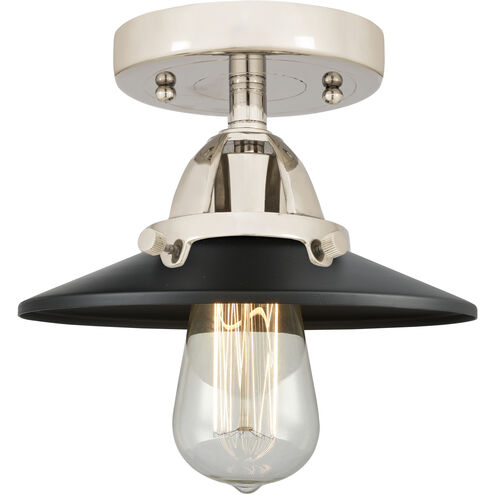 Nouveau 2 Railroad 1 Light 8 inch Polished Nickel Semi-Flush Mount Ceiling Light in Matte Black