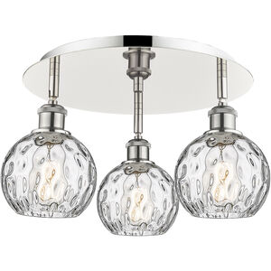 Athens Water Glass 3 Light 17.63 inch Polished Nickel Flush Mount Ceiling Light