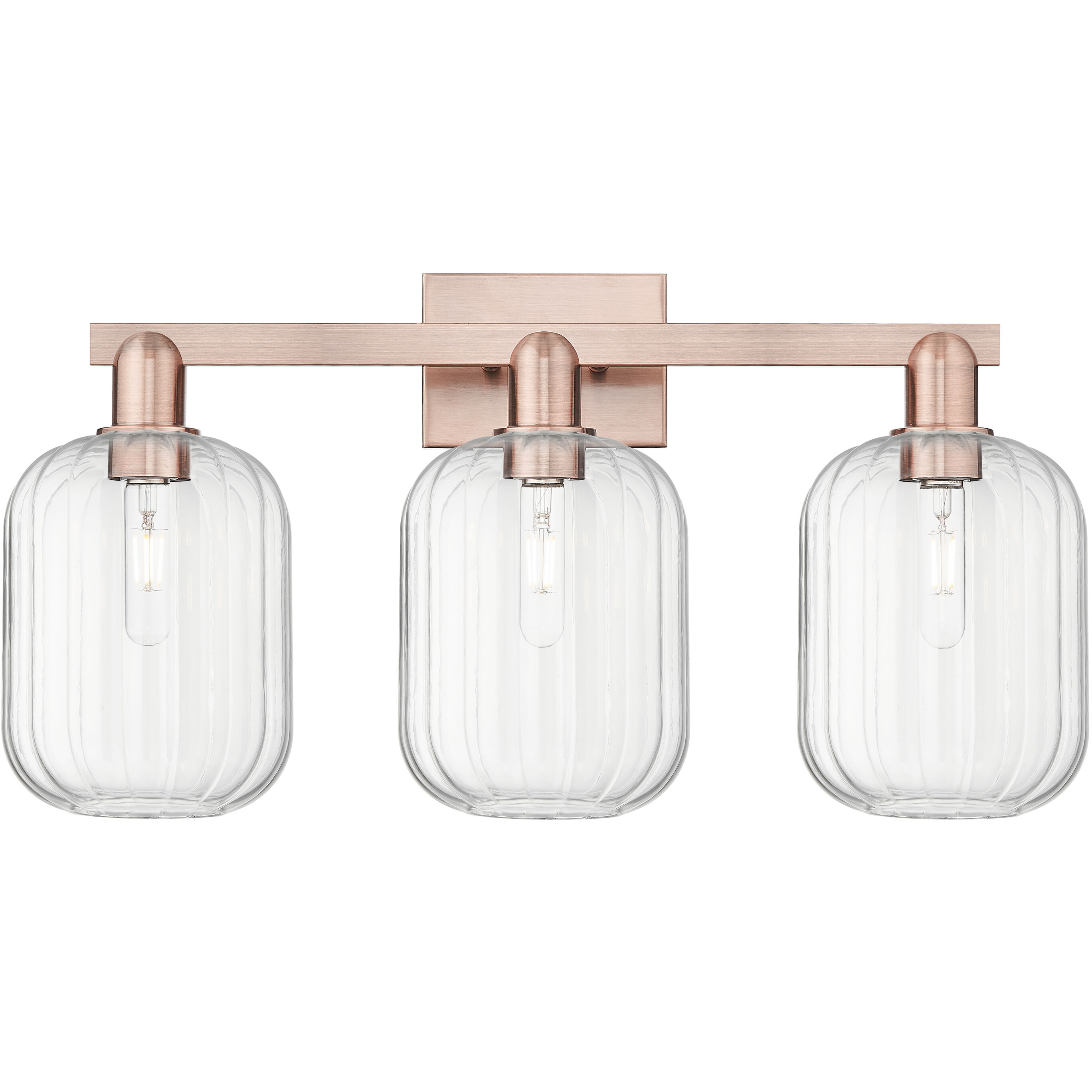 Preston 3 Light 26 inch Antique Copper Bath Vanity Light Wall Light in Clear Glass