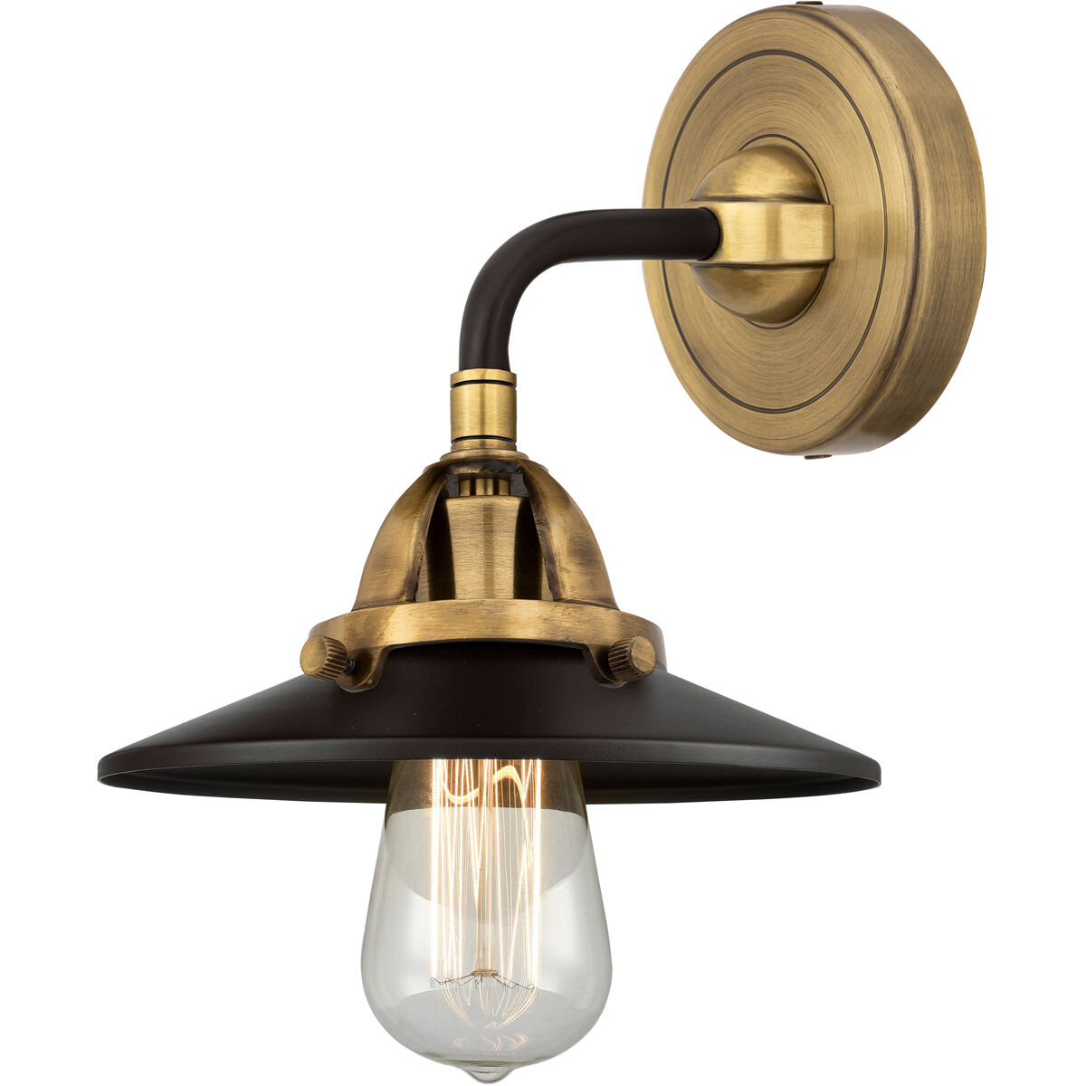 Nouveau 2 Railroad 1 Light 8 inch Black Antique Brass Sconce Wall Light in Matte Black