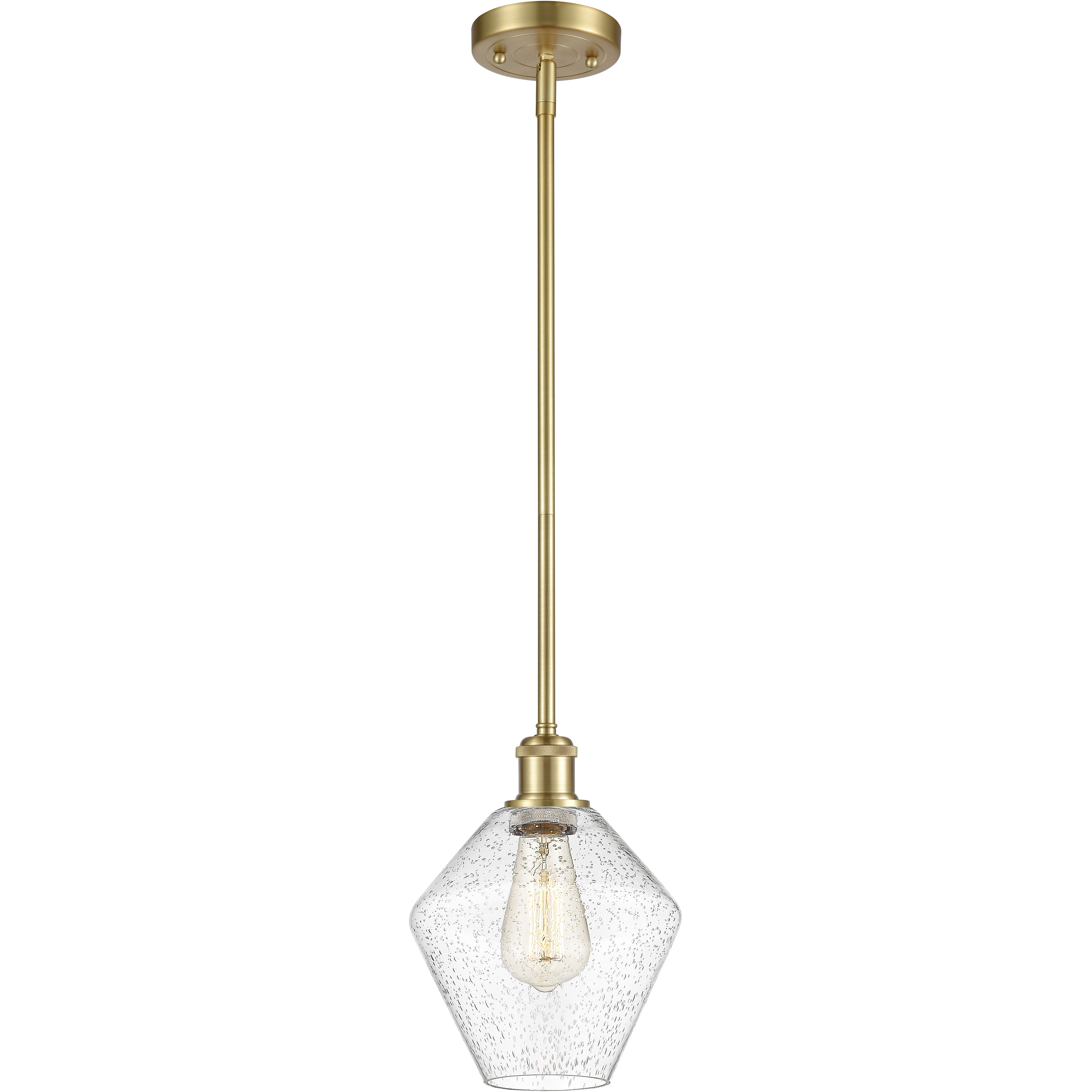 Ballston Cindyrella LED 8 inch Satin Gold Mini Pendant Ceiling Light in Seedy Glass