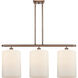 Ballston Cobbleskill 3 Light 36 inch Antique Copper Island Light Ceiling Light in Matte White Glass